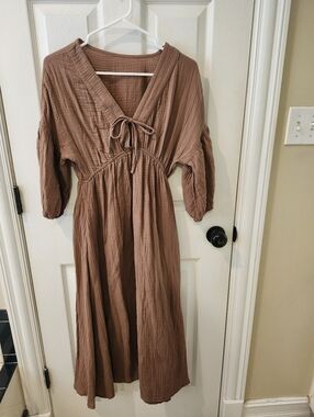 Port Augusta Style Taupe 100% Cotton Dress